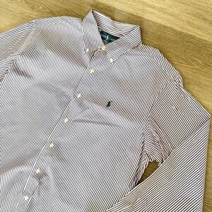 Ralph Lauren Purple Custom Fit Long Sleeve Button Down Striped Shirt Size XL